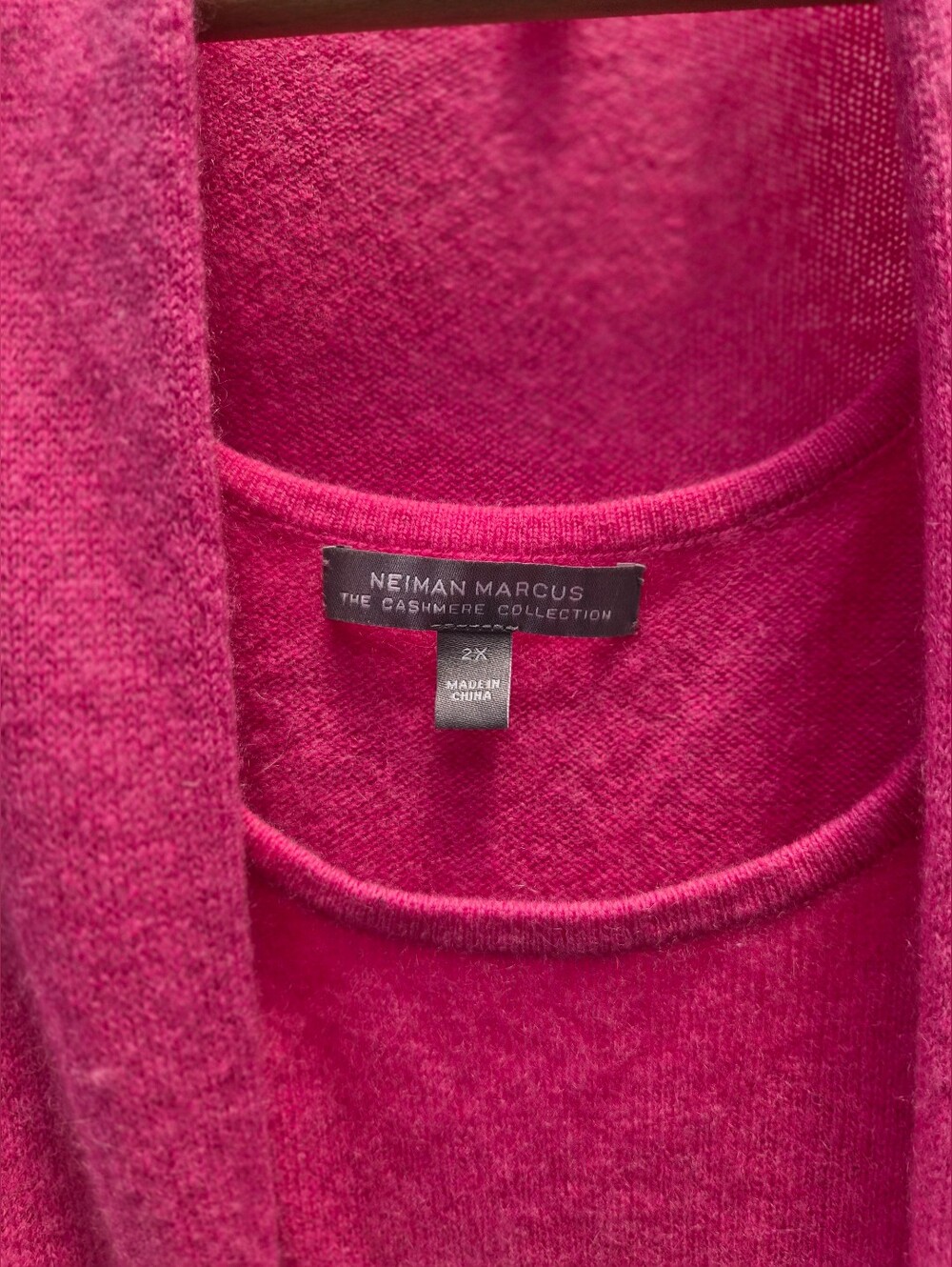 Neiman Marcus Cashmere Duster Cardigan 1X Tank 2X Set Hot Pink Barbiecore Luxury - Picture 3 of 16